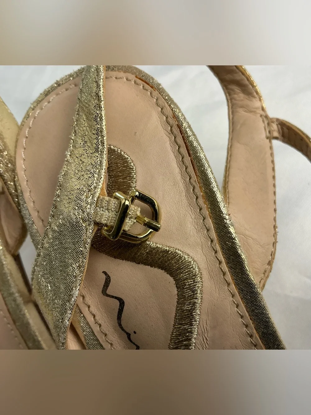 Nina Gold Rhinestone Slingback Kitten Heel Pointed Toe Pumps